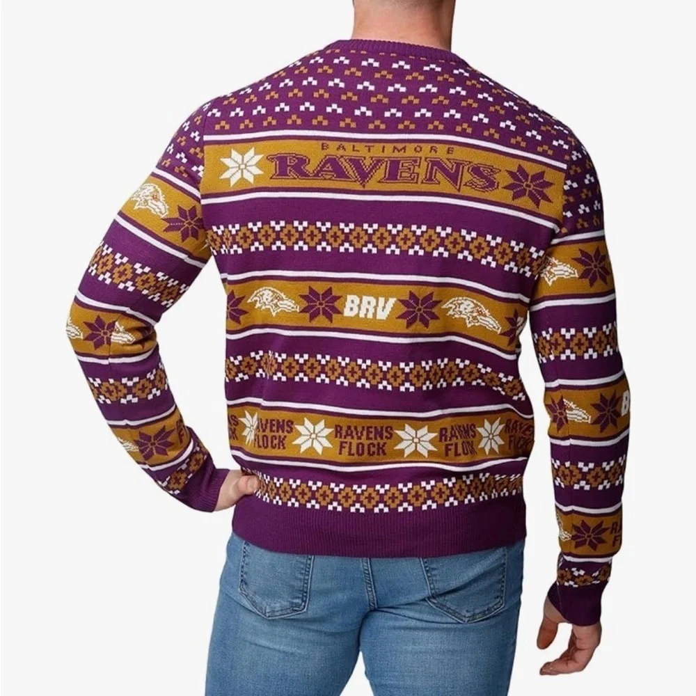 Baltimore Ravens Purple Gold Men's Sweater NEW XL Ugly Christmas FOCO NFL XXL